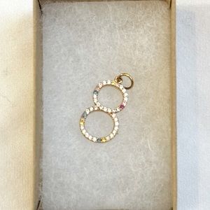 Number 8 jeweled gold charm